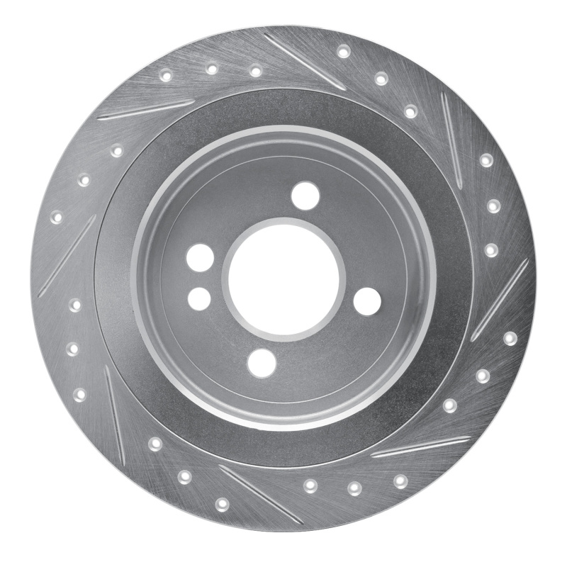 Mini Cooper Clubman Brake Rotor (1) - Rear Left - R1 Concepts - Drilled & Slotted - Silver - `09-`14